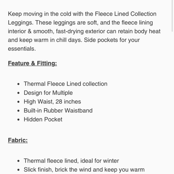 CRZ YOGA Thermal Fleece Lined Leggings 28'' NWTs XS Hibiscus Purple - Picture 13 of 13